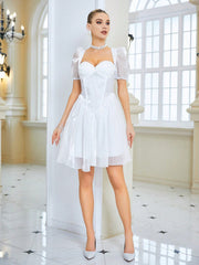 Sweetheart Neck Puff Sleeve Wedding Dress