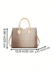 3pcs/Set Women'S Crocodile Pattern Tote Bag With Large Capacity, Stylish Shoulder, Crossbody, Handbag Wallet, Cardholder, Casual Bag, Gift, Beige