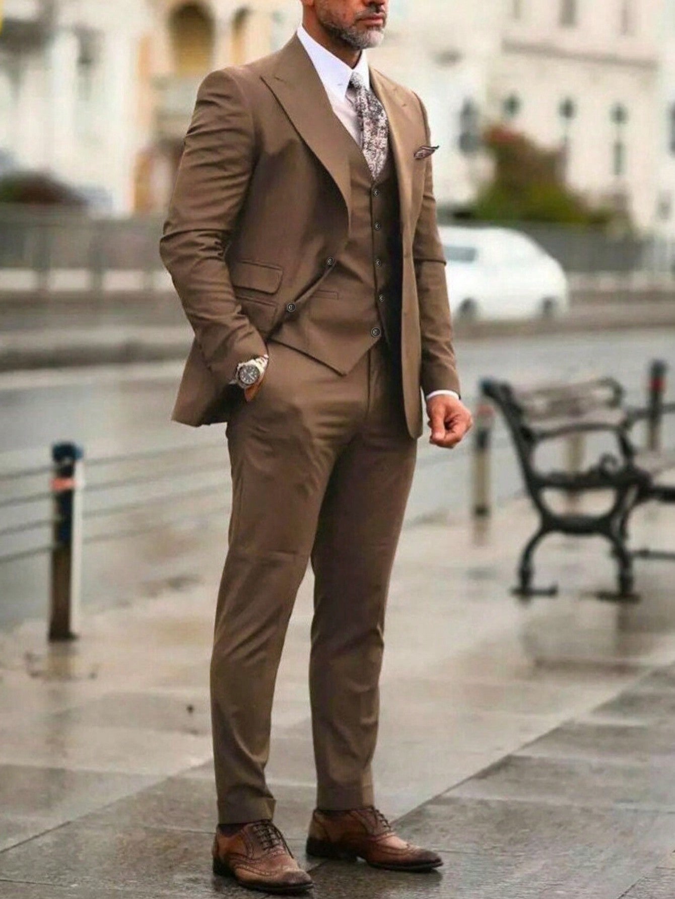 Manfinity Mode Men'S Solid Color Suit Set