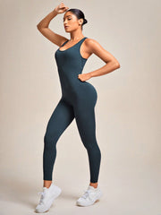 Seamless Thumbholes Sports Jacket & Jumpsuit Set cropped jacket