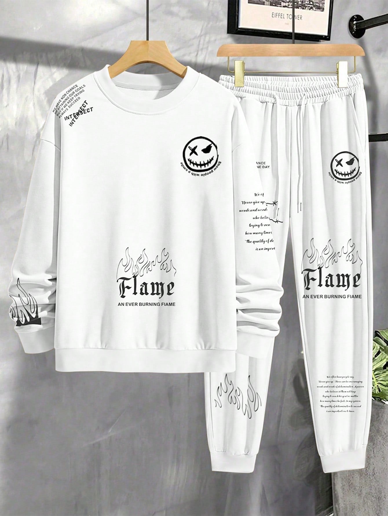 Manfinity EMRG Men's Fun Emoji Printed Sweatsuit Set Including Sweatshirt And Sweatpants