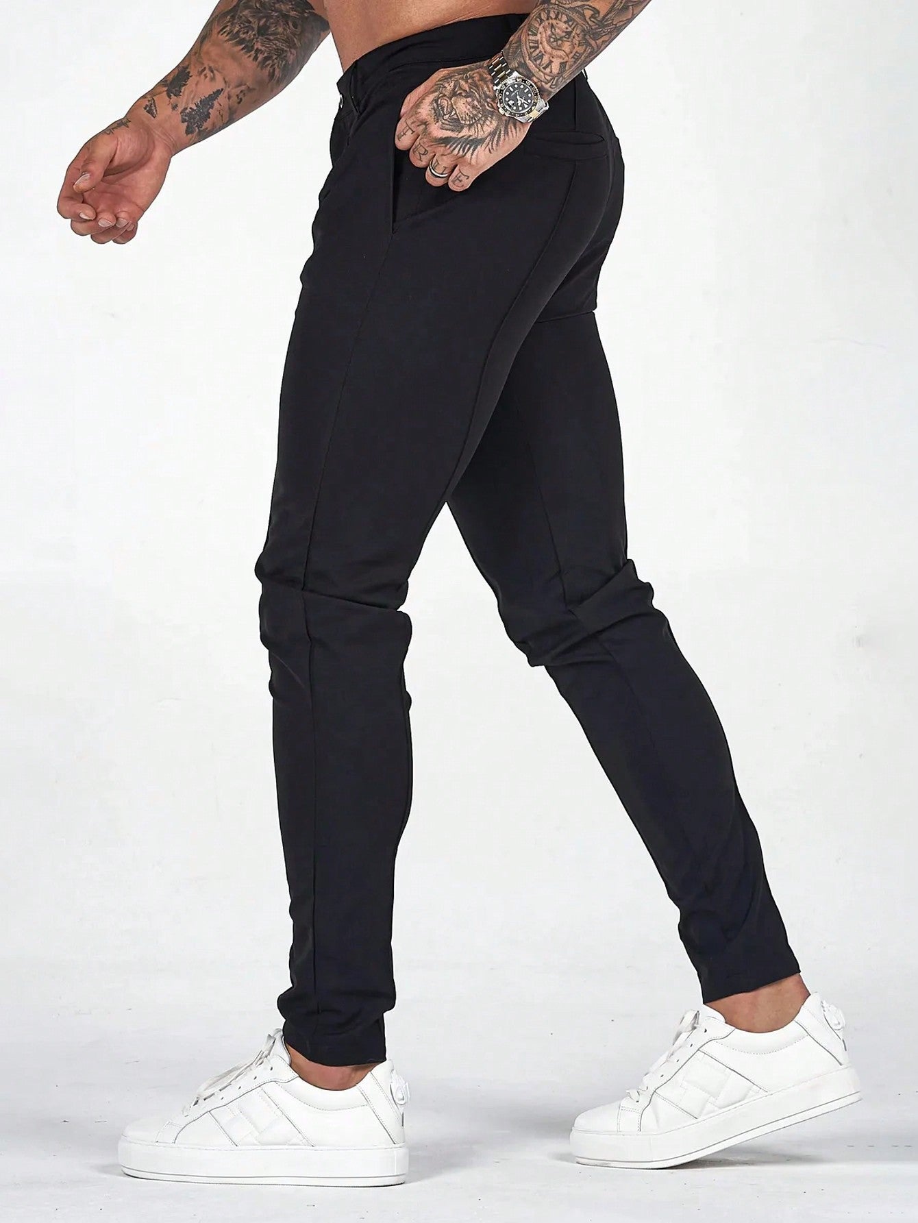 Men Solid Slant Pocket Pants