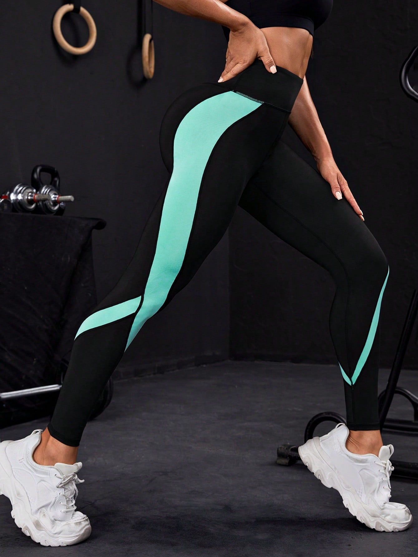 Colorblock Wideband Waist Sports Leggings