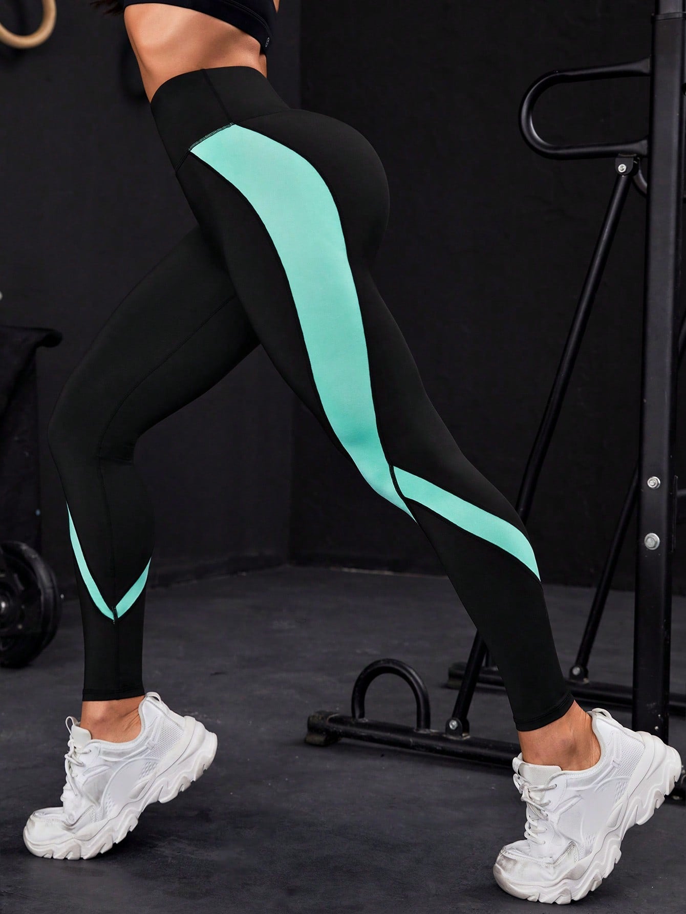 Colorblock Wideband Waist Sports Leggings