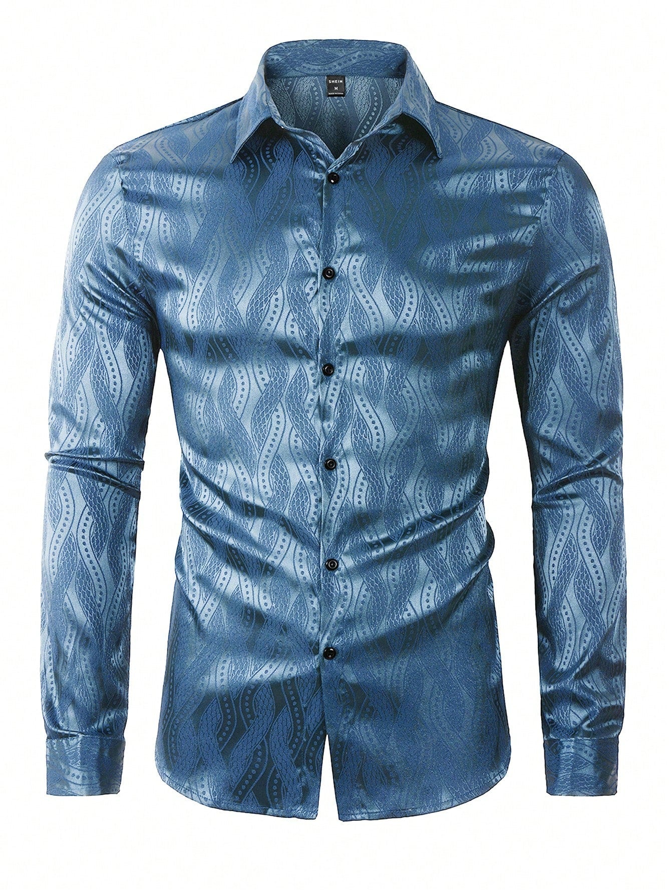 Manfinity Men Button Up Jacquard Satin Shirt