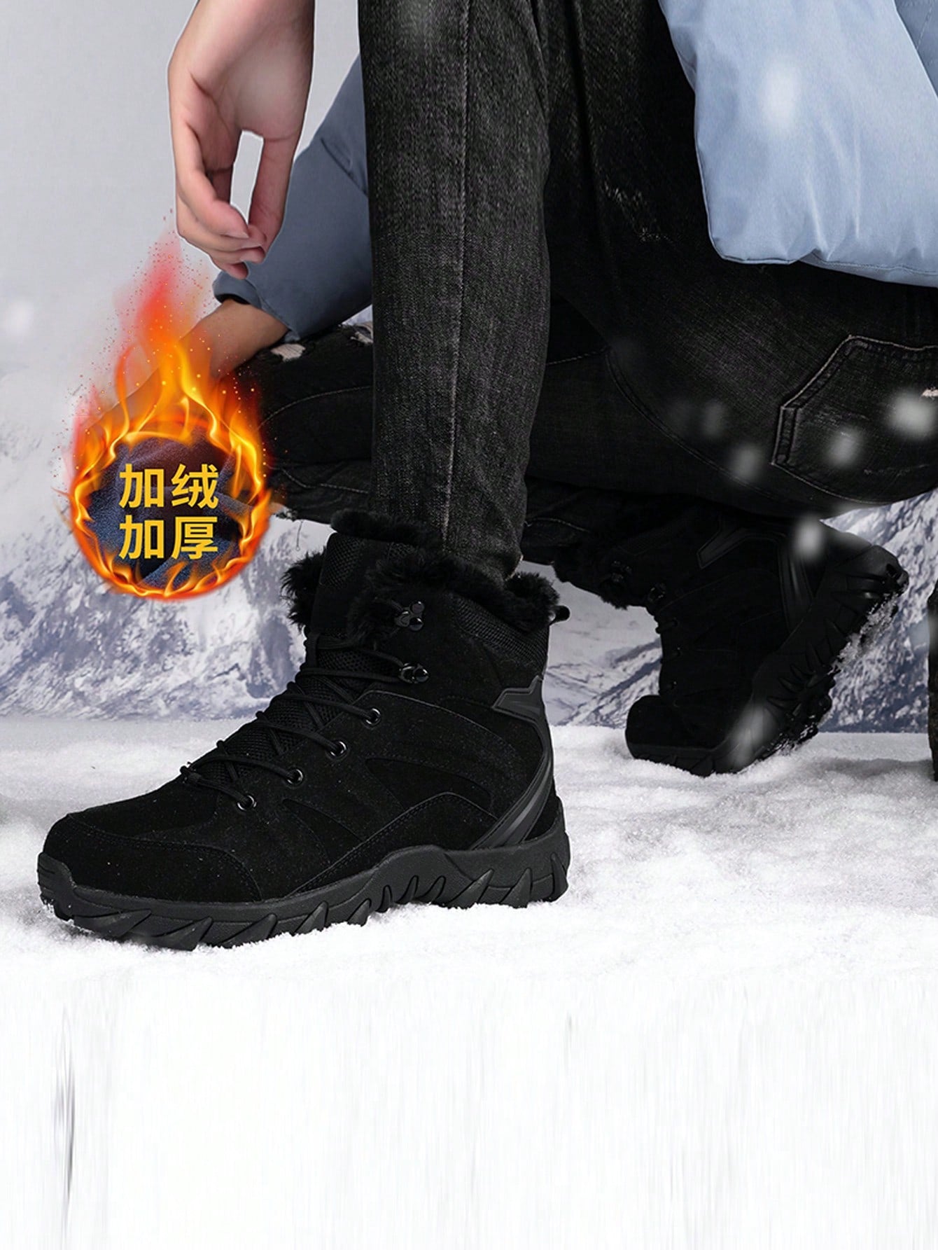 Men's Winter Warmth Snow Boots, Jungle Style, Wear-resistant