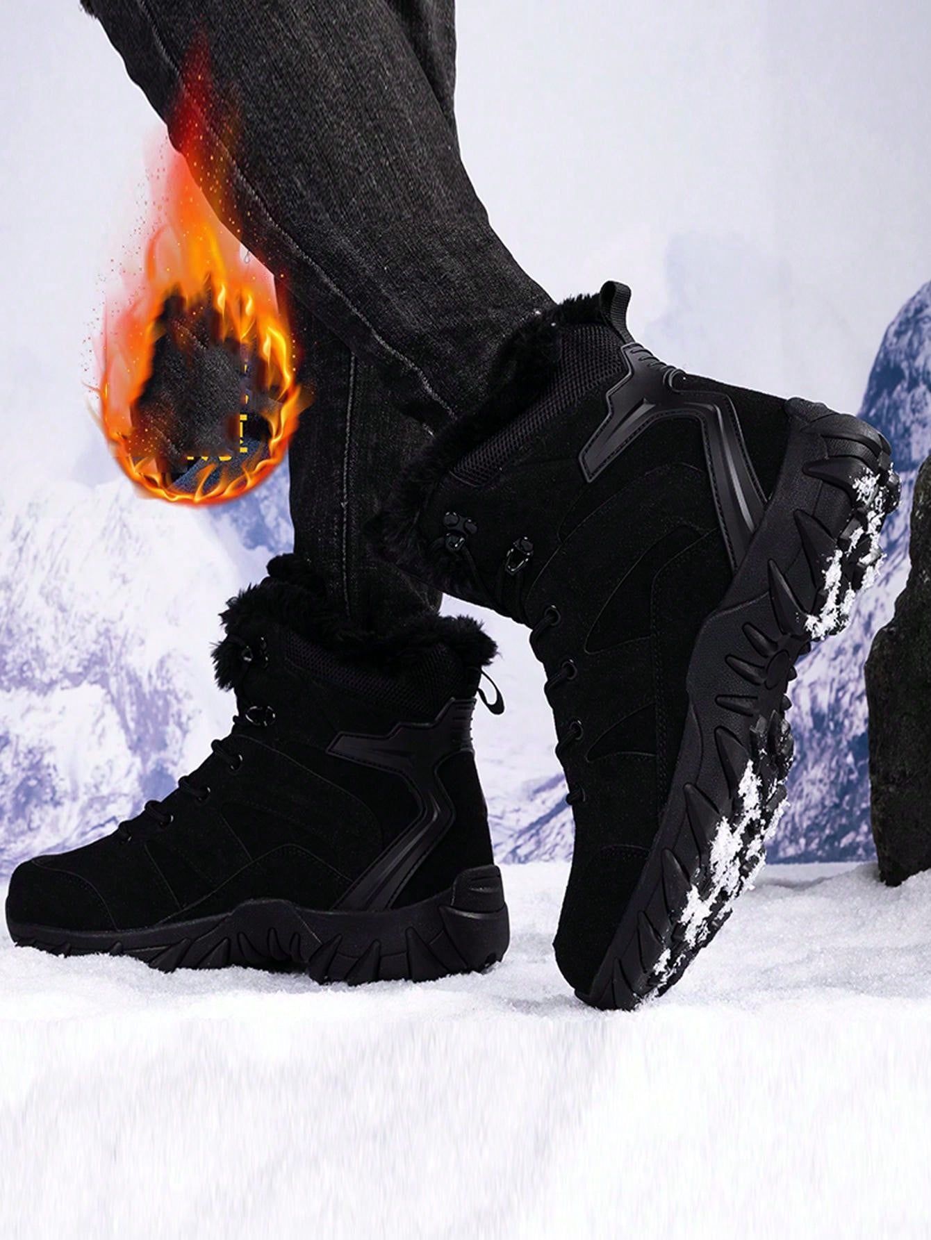 Men's Winter Warmth Snow Boots, Jungle Style, Wear-resistant