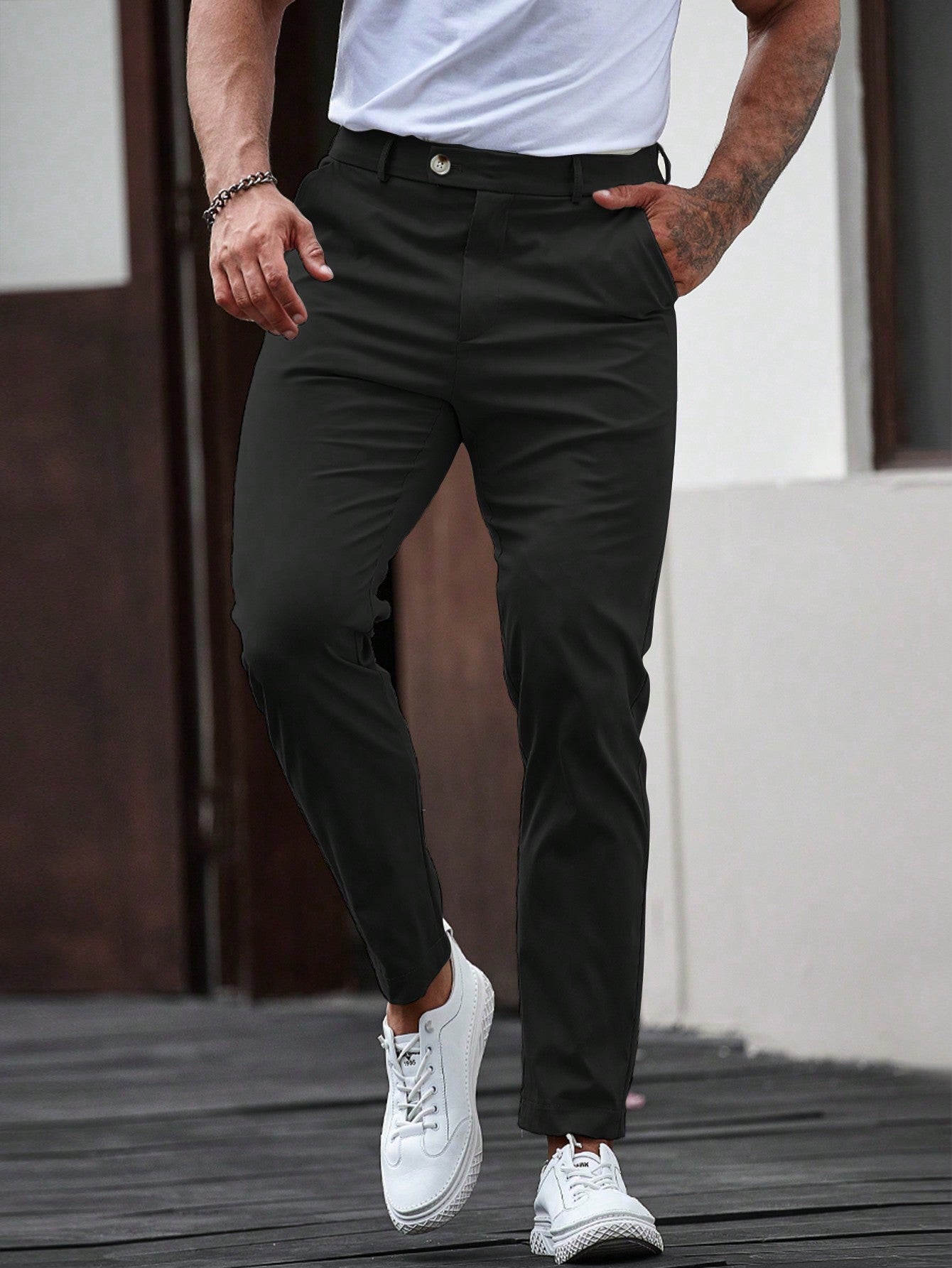 Manfinity Mode Solid Color Suit Pants