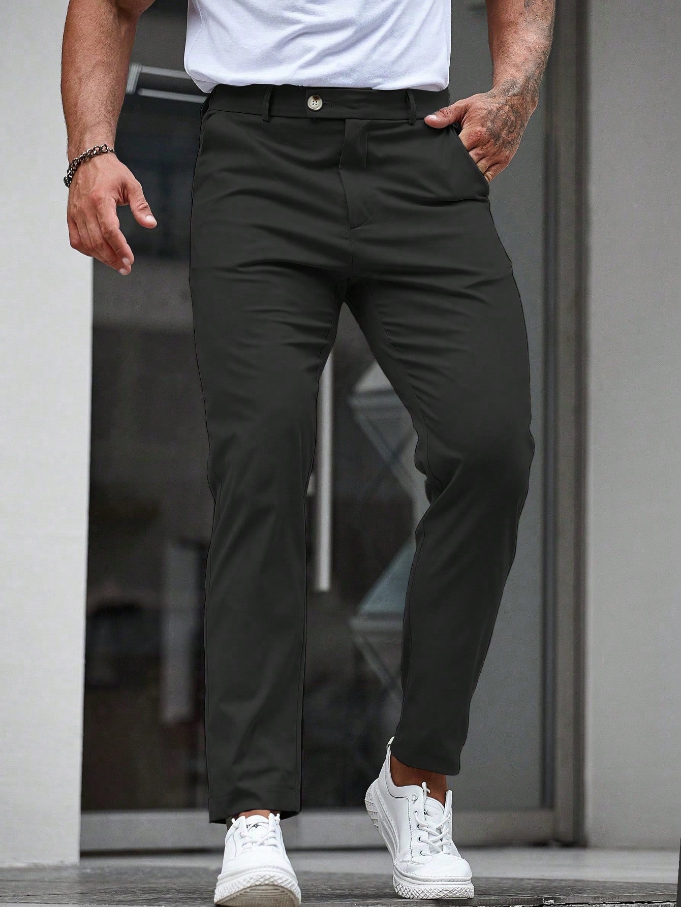 Manfinity Mode Solid Color Suit Pants