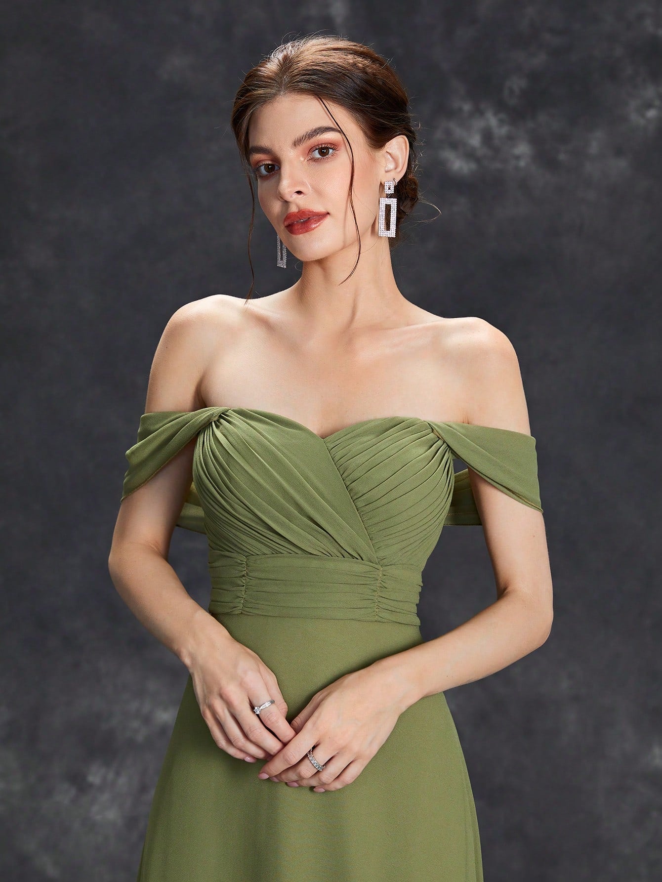 Unity Off Shoulder Ruched Bust Bridesmaid Dress