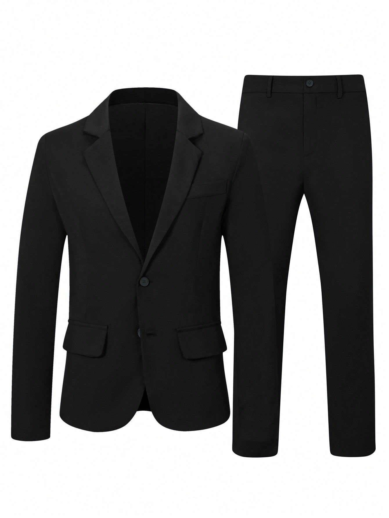 Manfinity Mode 1set Men'S Single-Breasted Suit Jacket With Lapel & 1pc Suit Pants