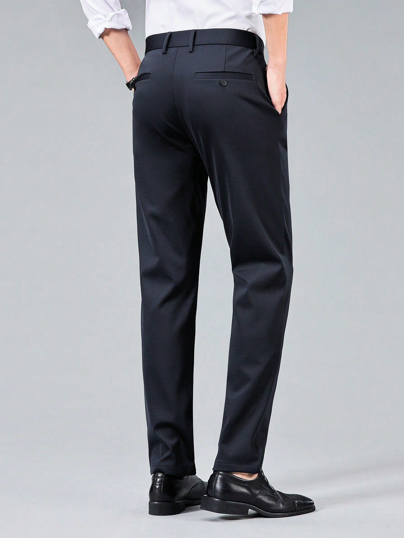 Men Slant Pocket Suit Pants Without Belt