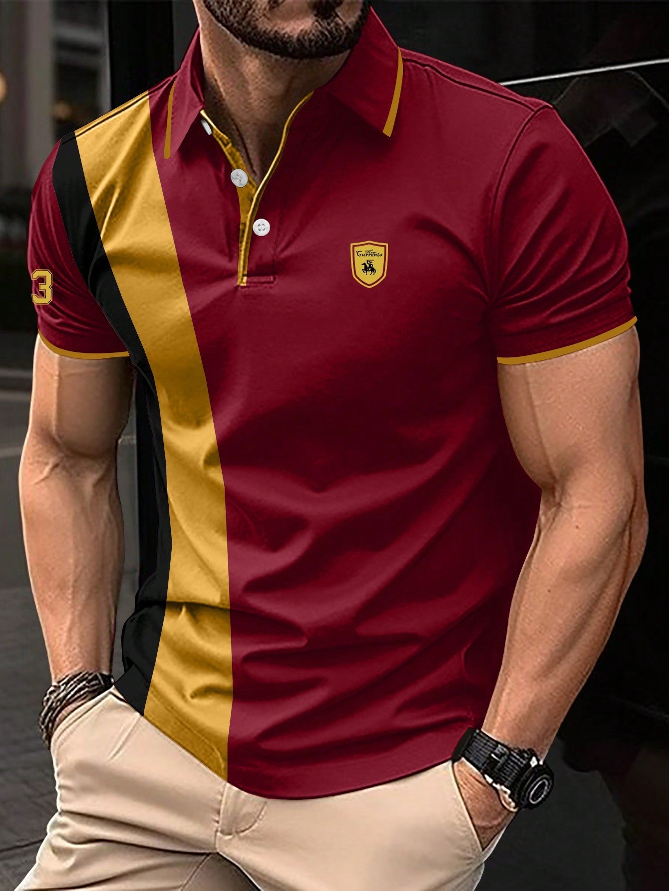 Manfinity Homme Men Color Block Polo Shirt