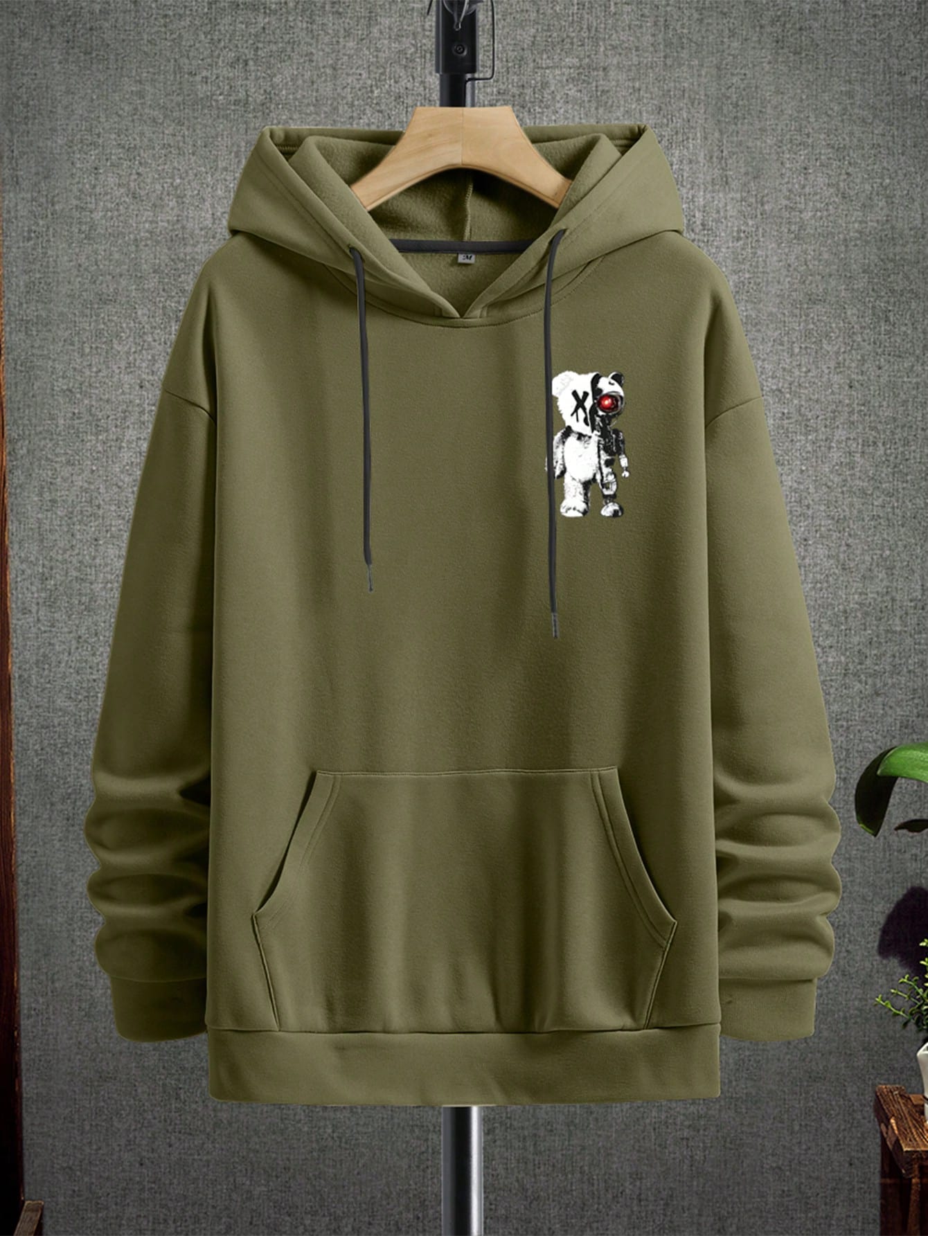 Manfinity Men's Cartoon Bear Hooded Leisure Sweatshirt