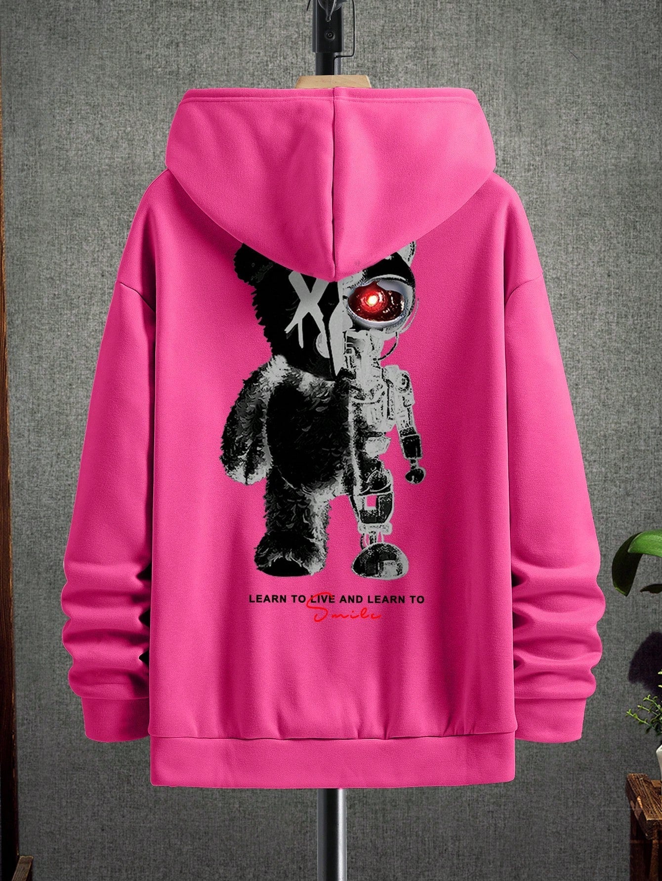 Manfinity Men's Cartoon Bear Hooded Leisure Sweatshirt