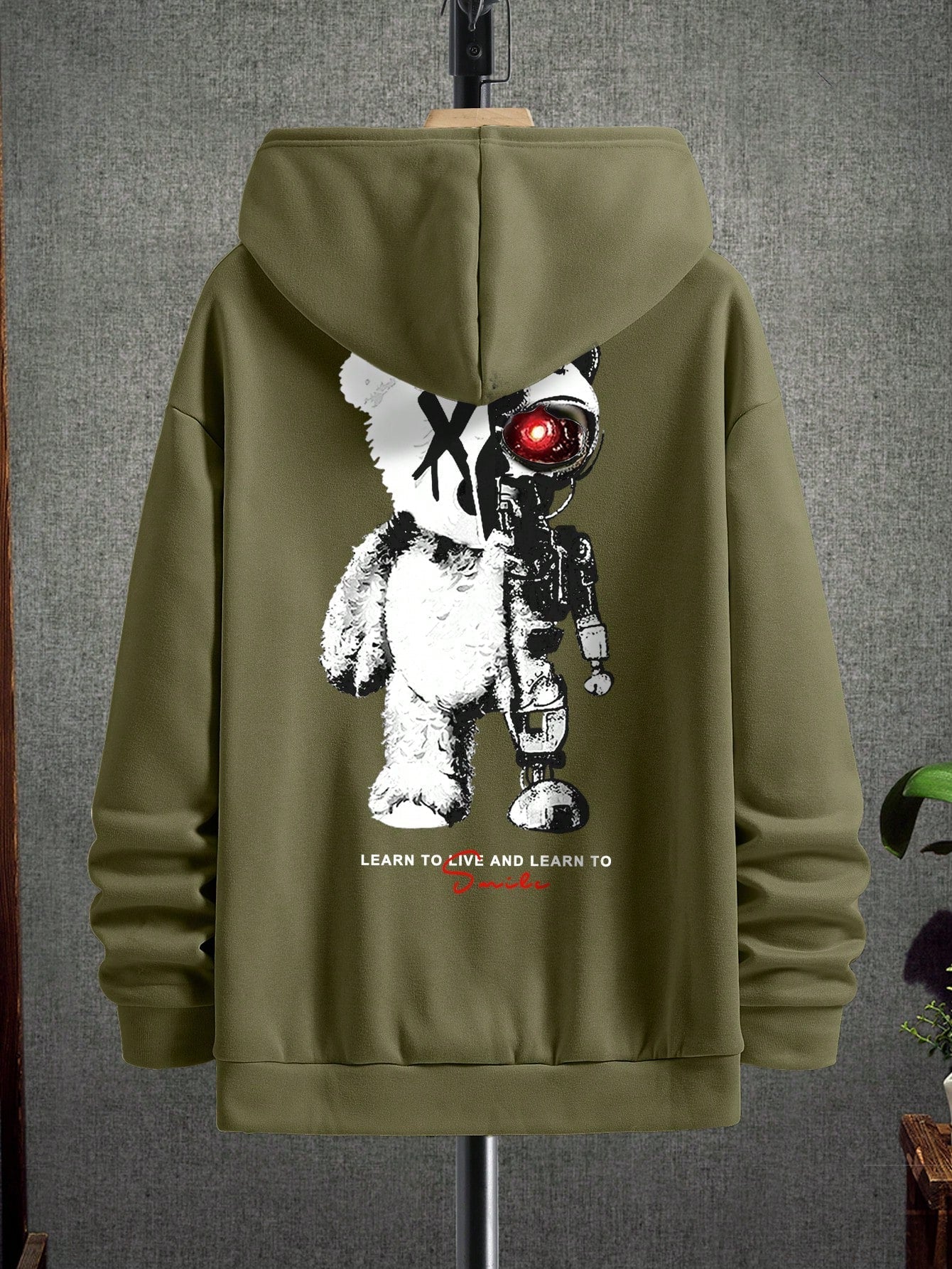 Manfinity Men's Cartoon Bear Hooded Leisure Sweatshirt