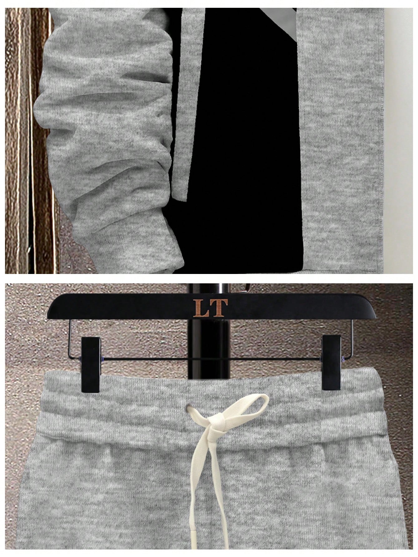 Men Two Tone Drawstring Hoodie & Sweatpants Without Tee