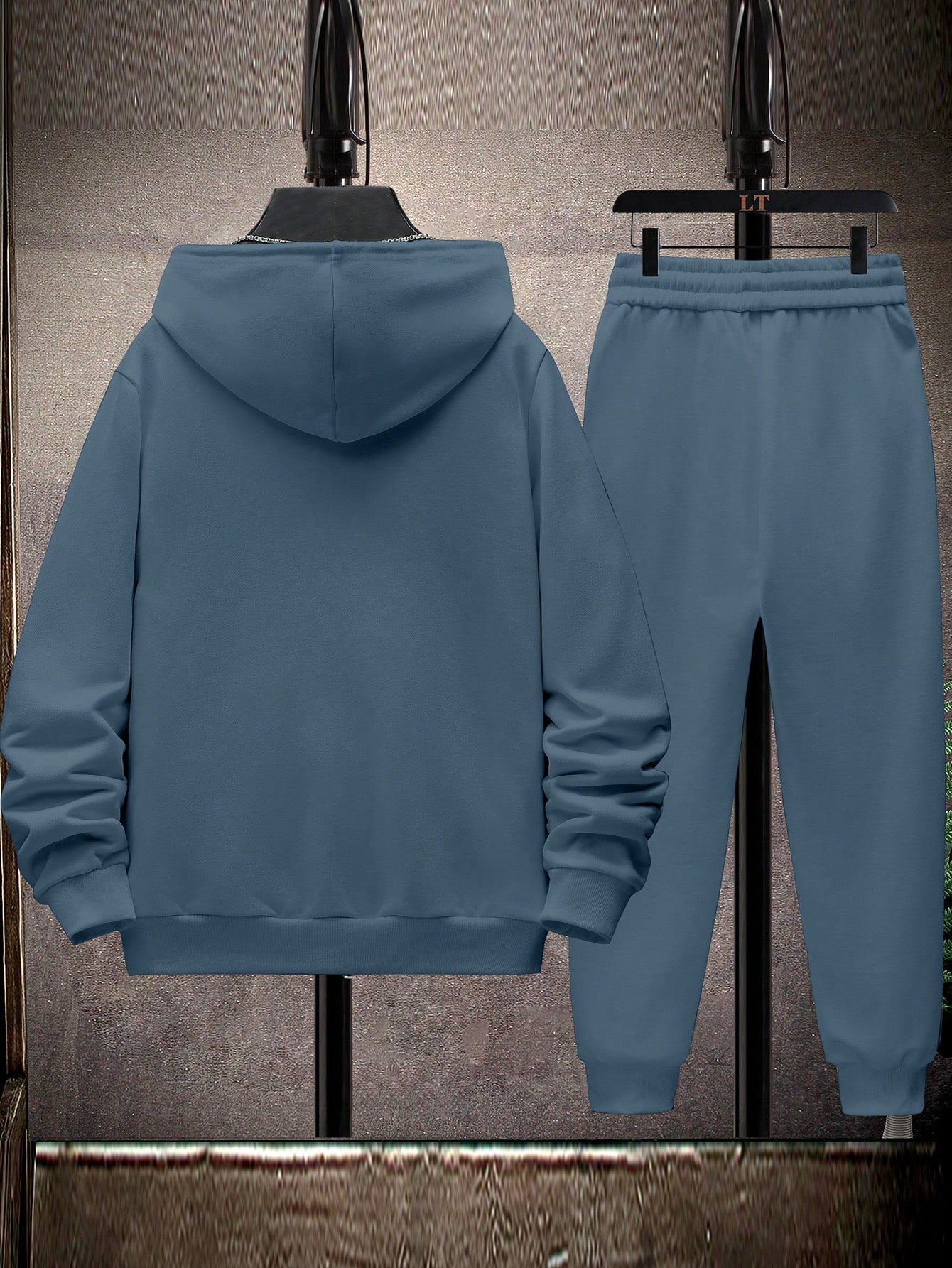 Men Two Tone Drawstring Hoodie & Sweatpants Without Tee