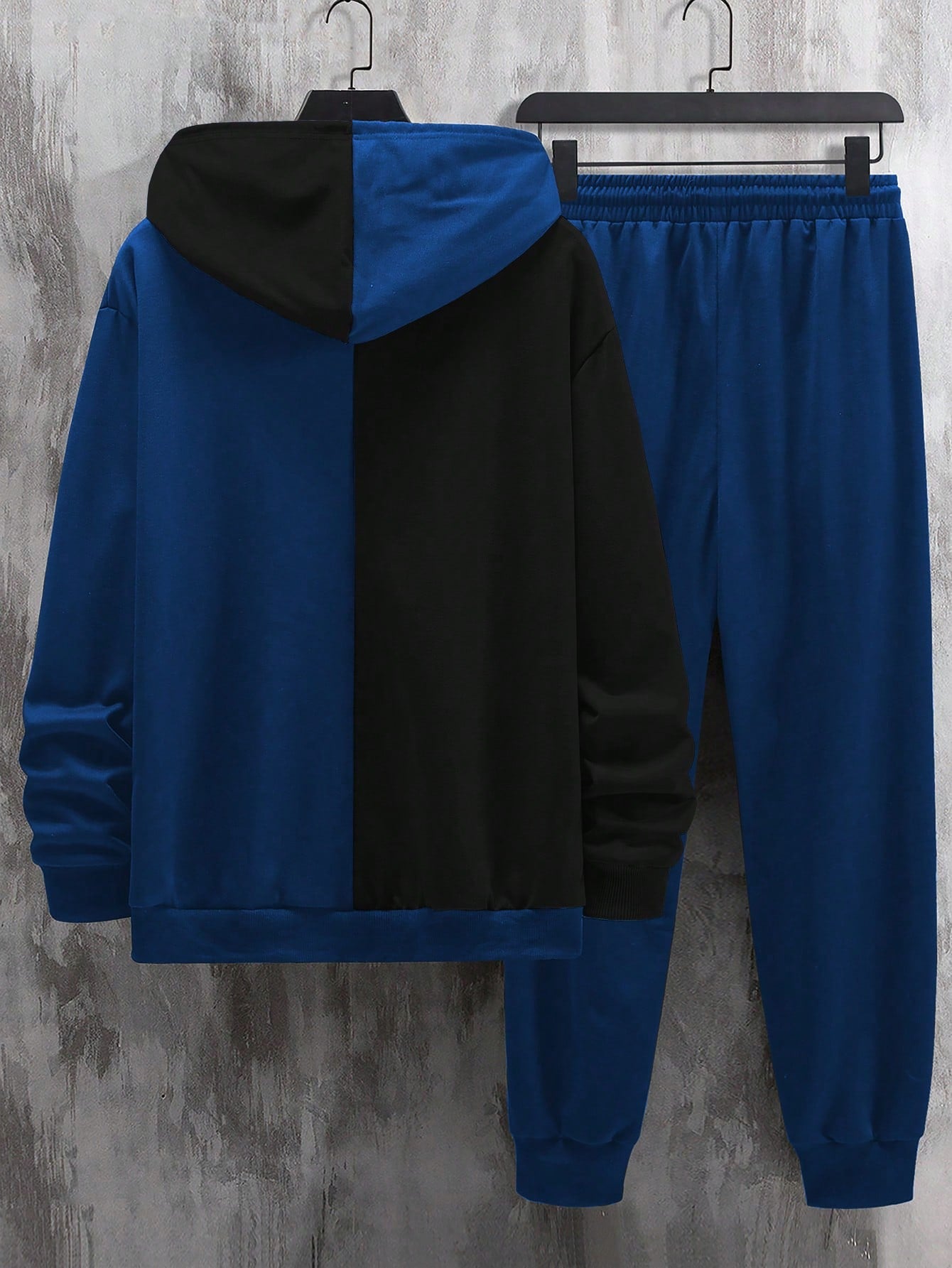 Manfinity Men Letter Graphic Two Tone Drawstring Hoodie & Sweatpants