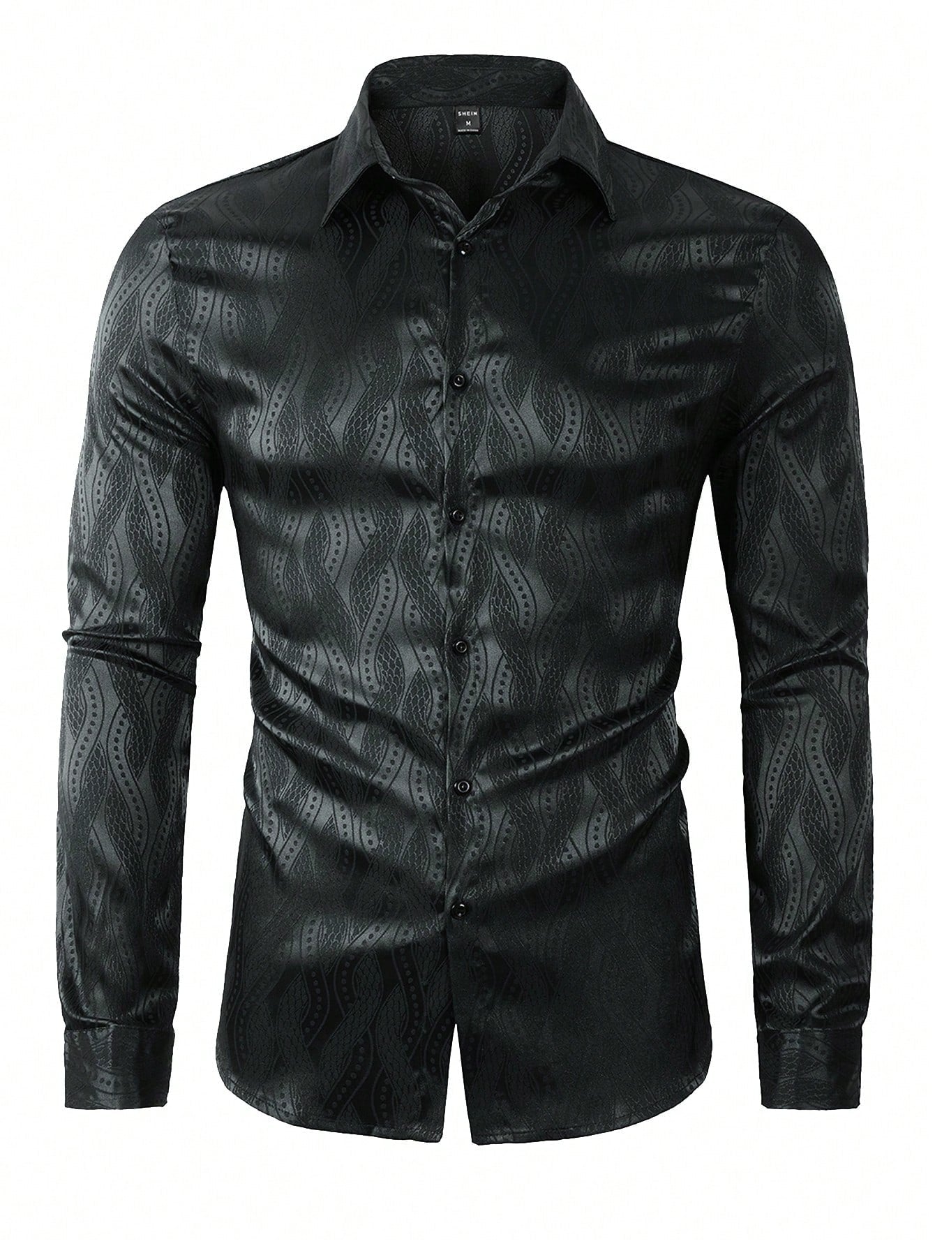 Manfinity Men Button Up Jacquard Satin Shirt