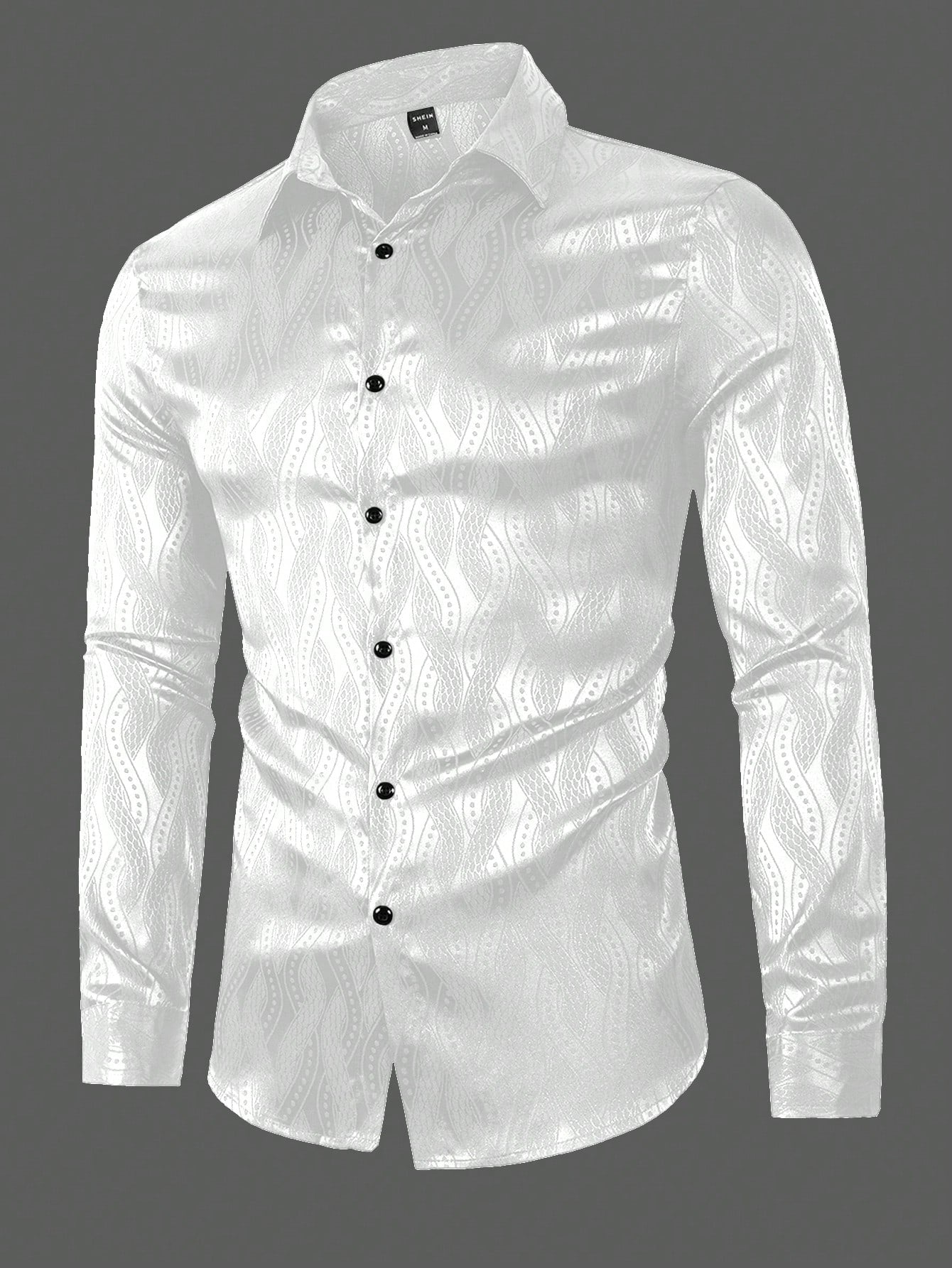 Manfinity Men Button Up Jacquard Satin Shirt