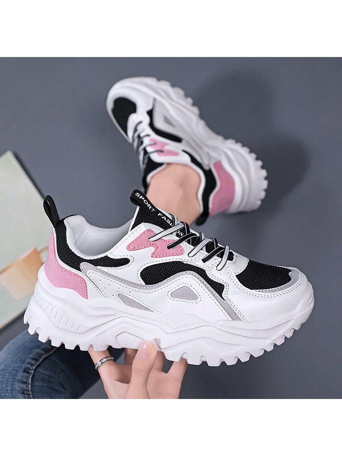 Women'S Dad Sneakers, Fashionable Trendy Sports Leisure Women'S Shoes, Thick-Soled And High-Heeled Running Shoes, White