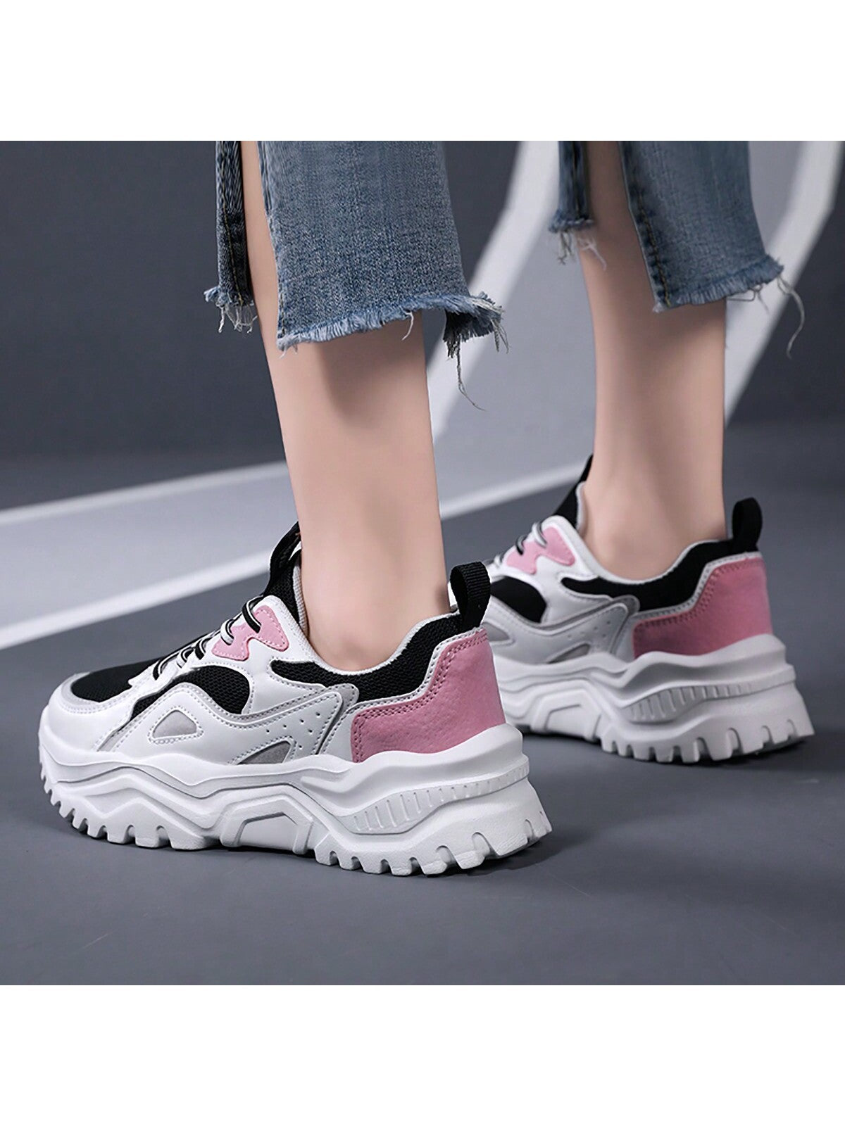 Women'S Dad Sneakers, Fashionable Trendy Sports Leisure Women'S Shoes, Thick-Soled And High-Heeled Running Shoes, White