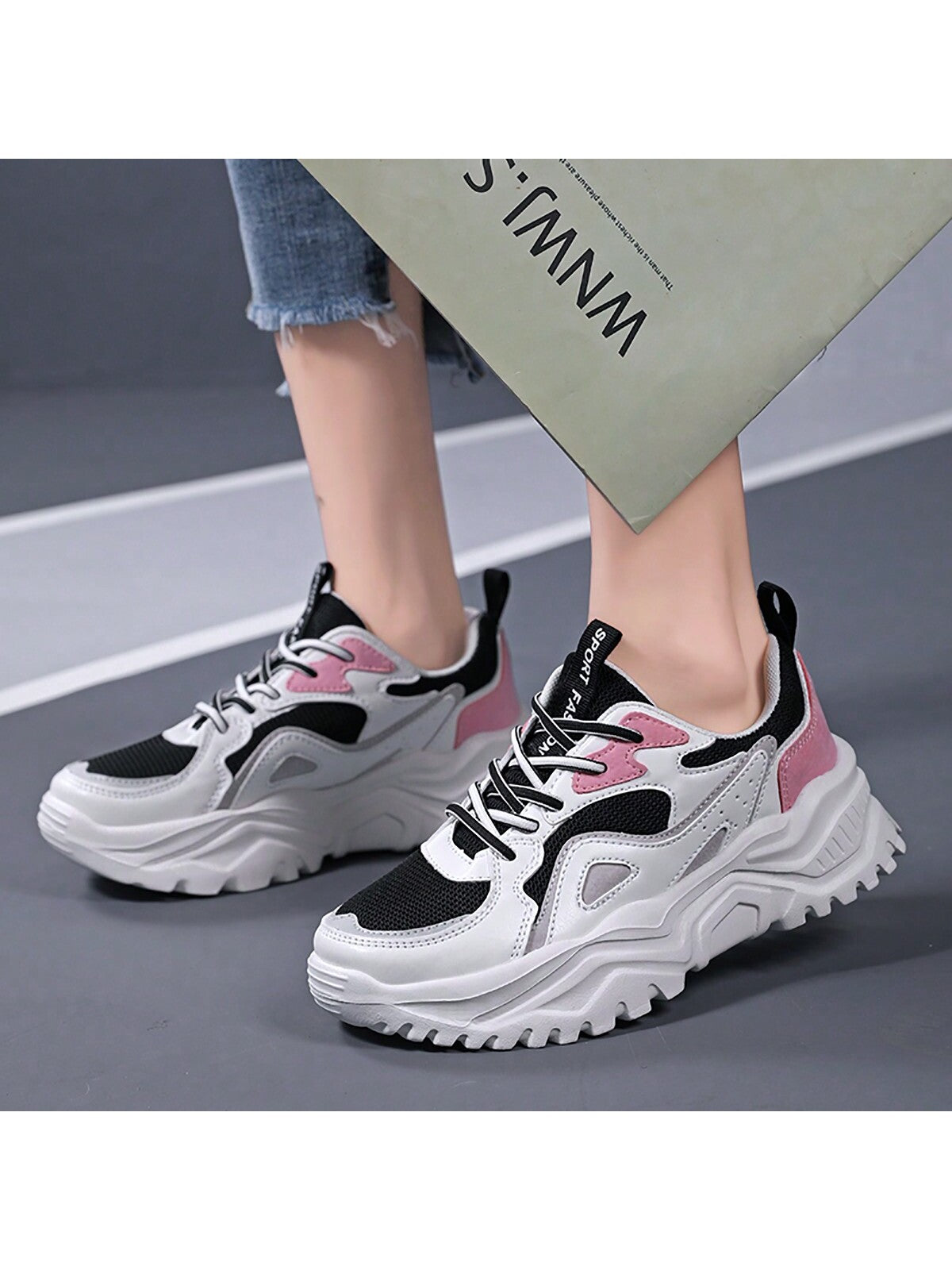 Women'S Dad Sneakers, Fashionable Trendy Sports Leisure Women'S Shoes, Thick-Soled And High-Heeled Running Shoes, White