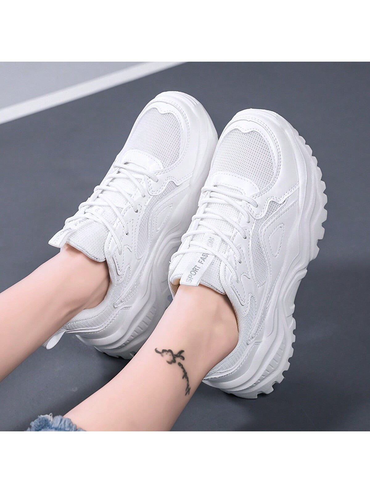 Women'S Dad Sneakers, Fashionable Trendy Sports Leisure Women'S Shoes, Thick-Soled And High-Heeled Running Shoes, White