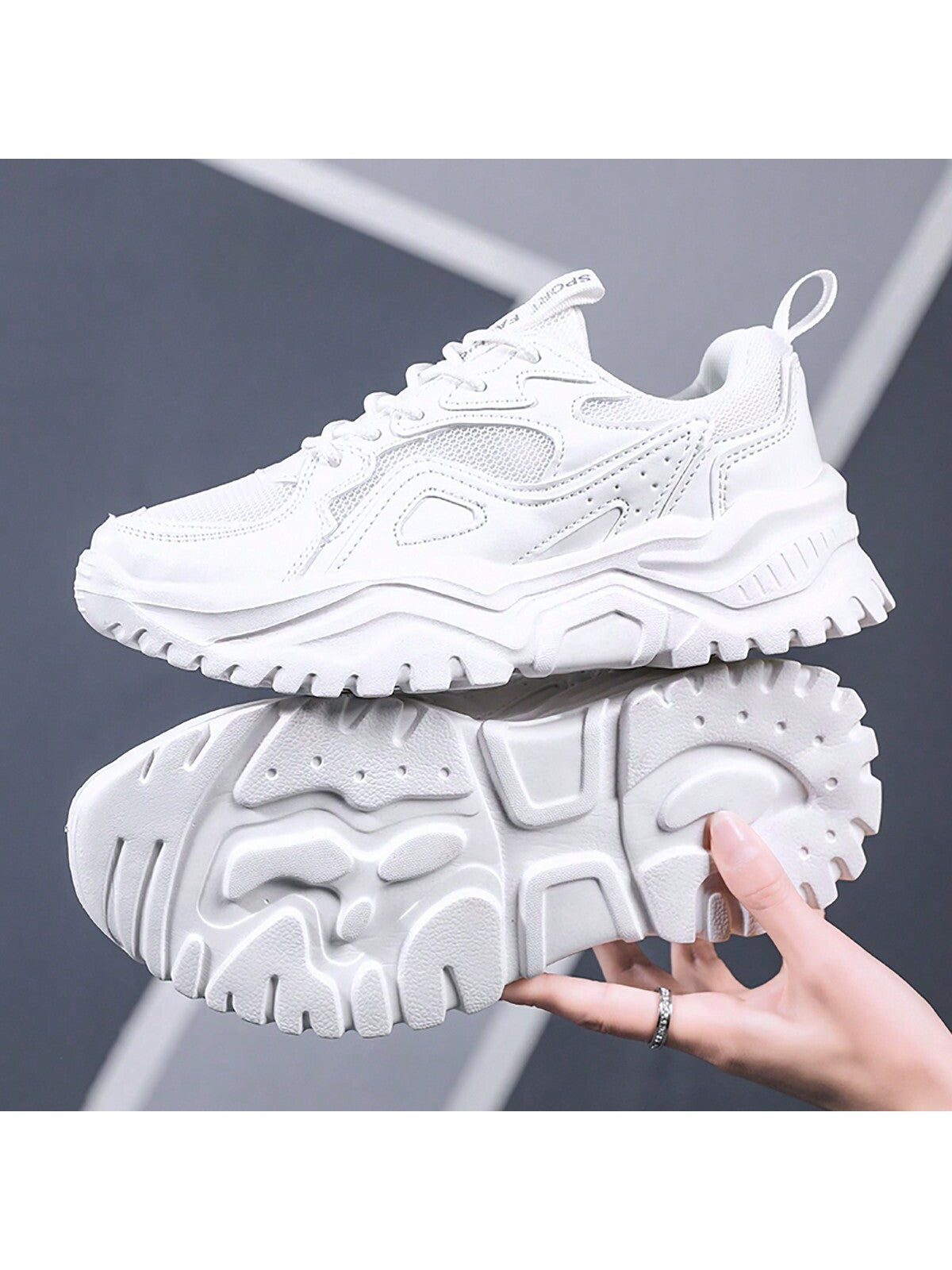 Women'S Dad Sneakers, Fashionable Trendy Sports Leisure Women'S Shoes, Thick-Soled And High-Heeled Running Shoes, White