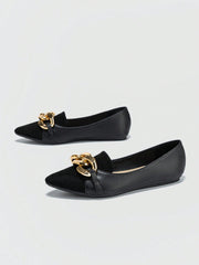 Women's Pointed Toe Black Ballet Flats