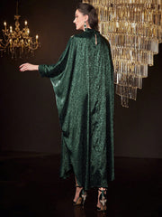 Najma Jacquard Splicing Lace Web Dolman Sleeve Kaftan Dress