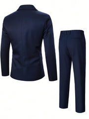 Manfinity Mode Men Lapel Neck Single Button Blazer & Suit Pants