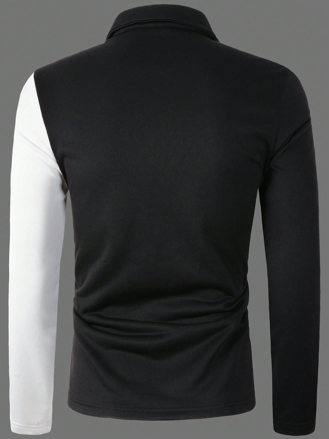 Men's Black & White Long Sleeve Polo Shirt