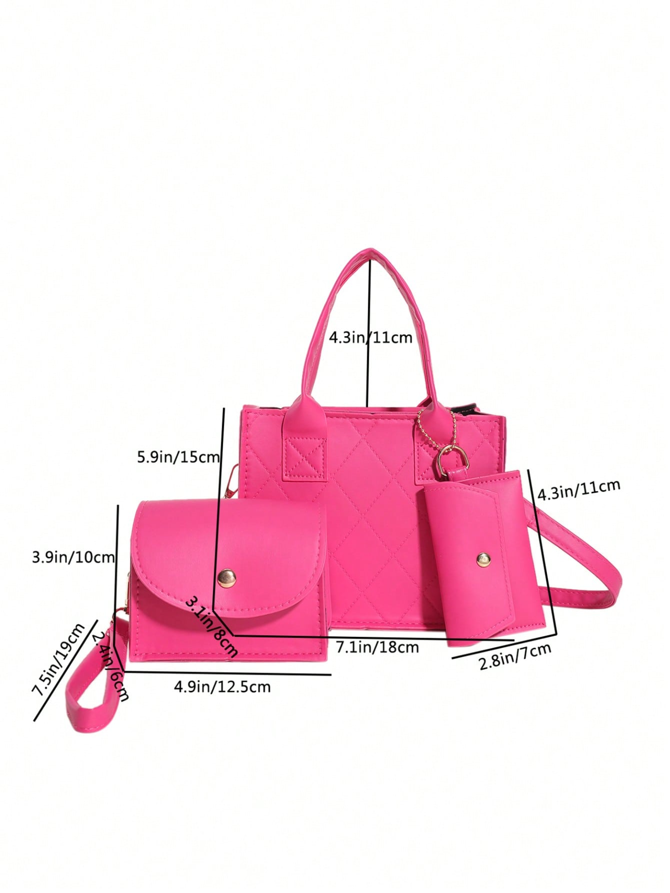 Mini Pu Diamond Shaped Casual Fashionable Handbag, Coin & Card Holder, Shoulder Crossbody Bag