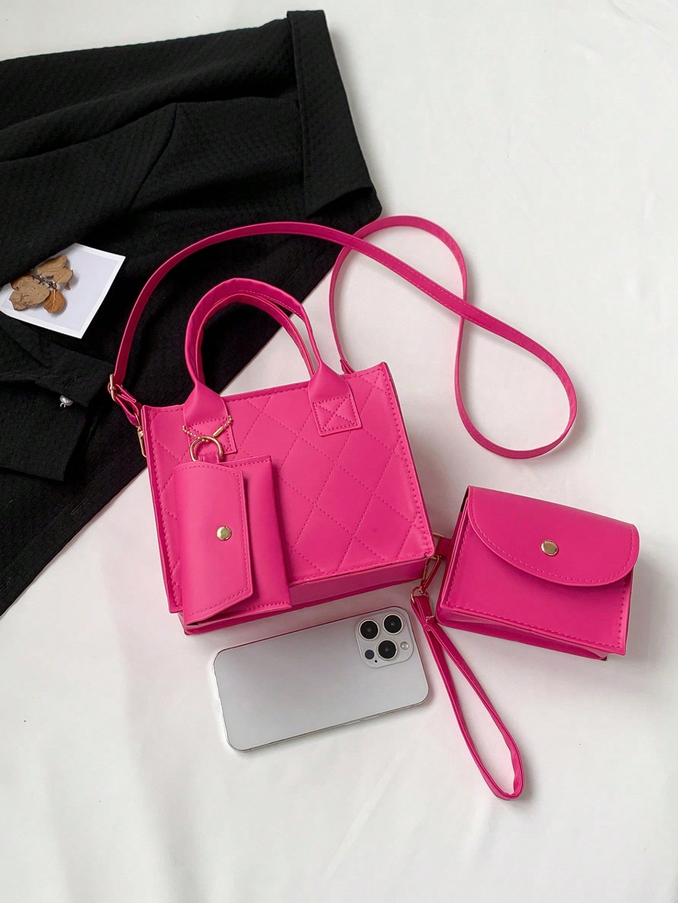 Mini Pu Diamond Shaped Casual Fashionable Handbag, Coin & Card Holder, Shoulder Crossbody Bag