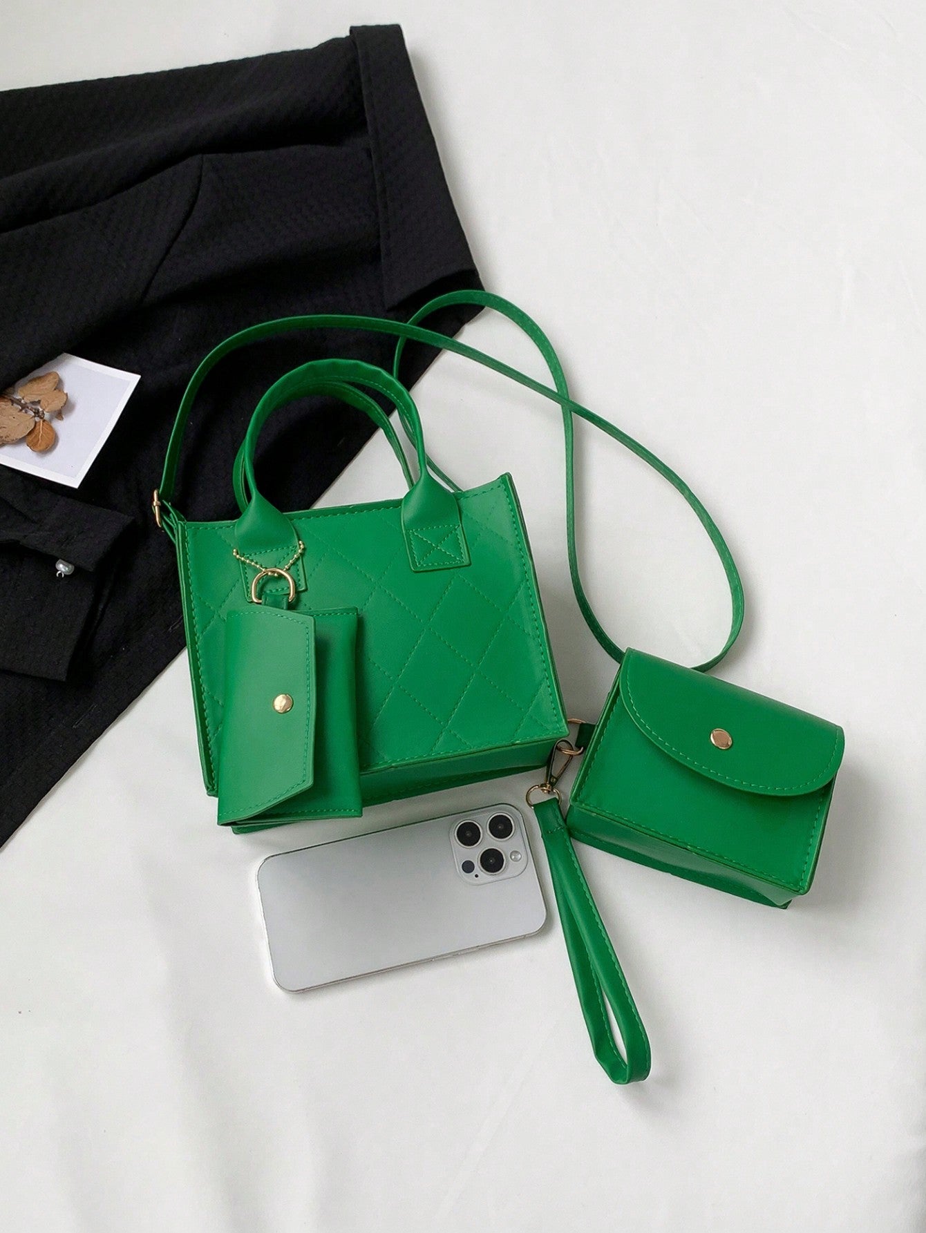 Mini Pu Diamond Shaped Casual Fashionable Handbag, Coin & Card Holder, Shoulder Crossbody Bag