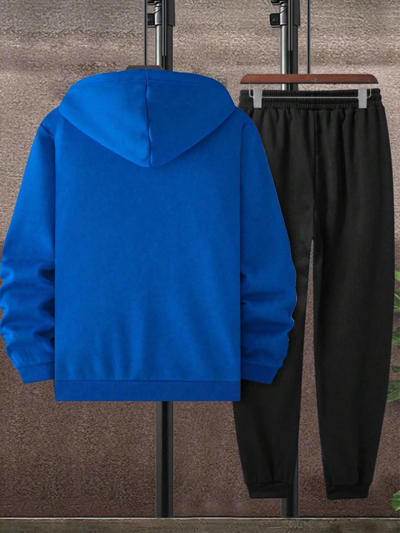 Manfinity Men Letter Graphic Drawstring Hoodie & Sweatpants