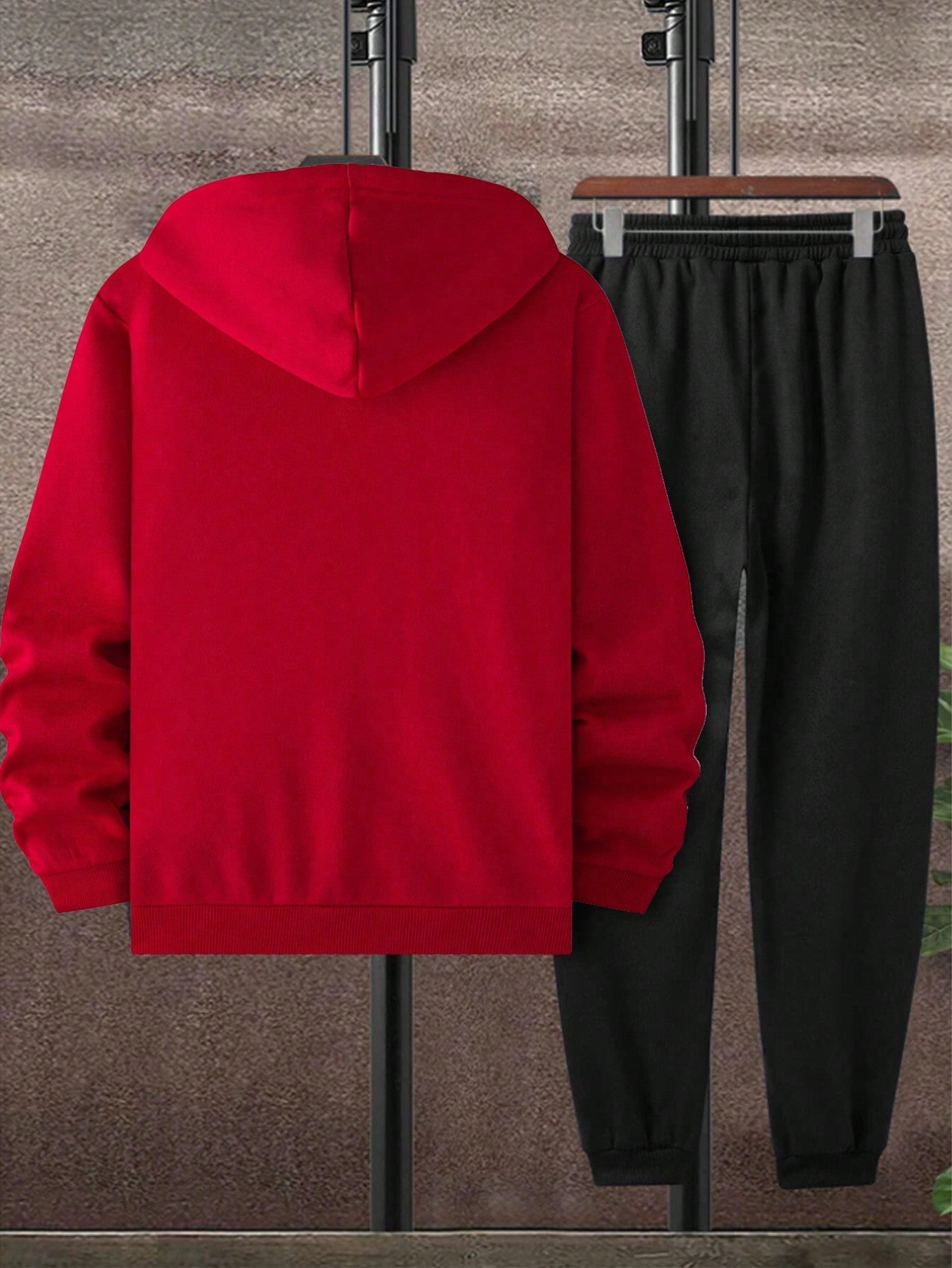 Manfinity Men Letter Graphic Drawstring Hoodie & Sweatpants