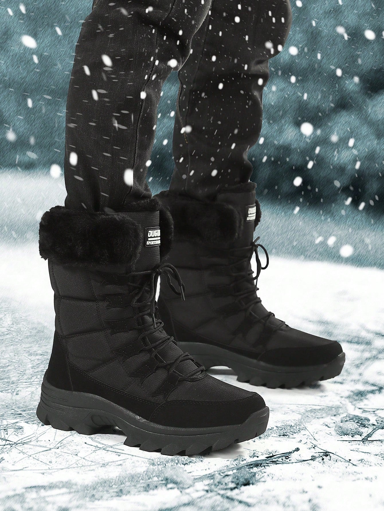 Men's Winter Snow Boots, Plus Velvet, Thick, Warm, Waterproof, -40°c, Leather & Fur Integrated, Plus Size