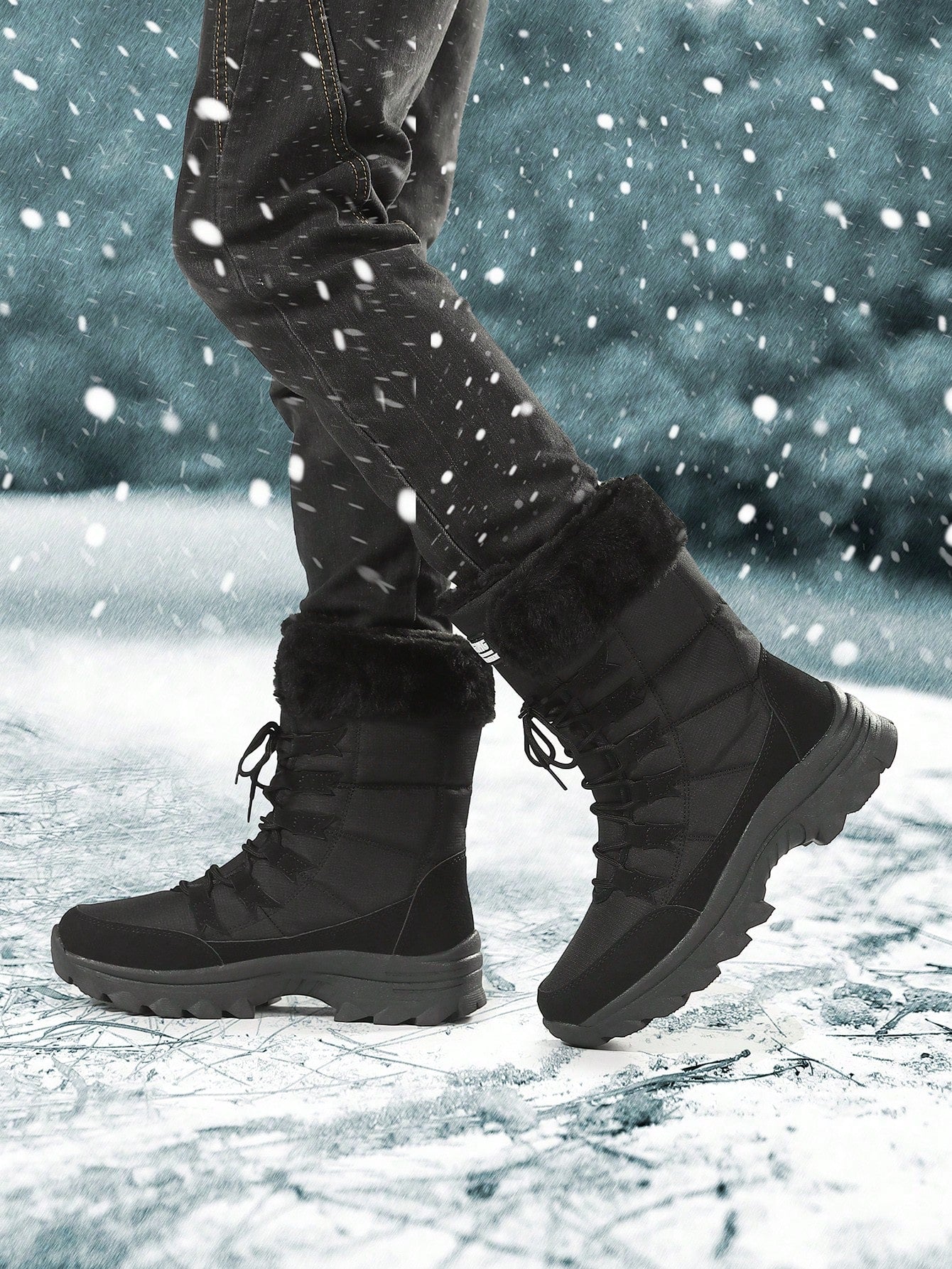 Men's Winter Snow Boots, Plus Velvet, Thick, Warm, Waterproof, -40°c, Leather & Fur Integrated, Plus Size