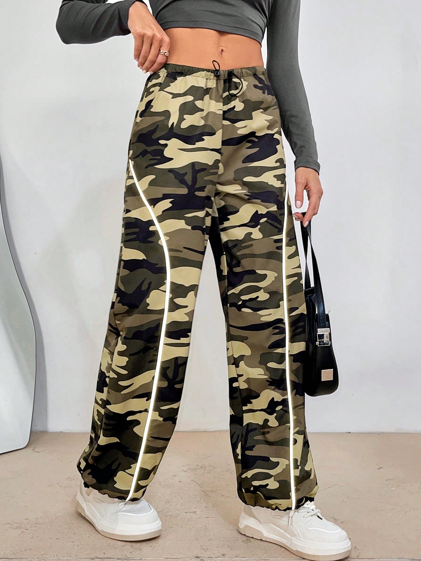 Essnce Women's Camouflage Drawstring Waist Long Pants