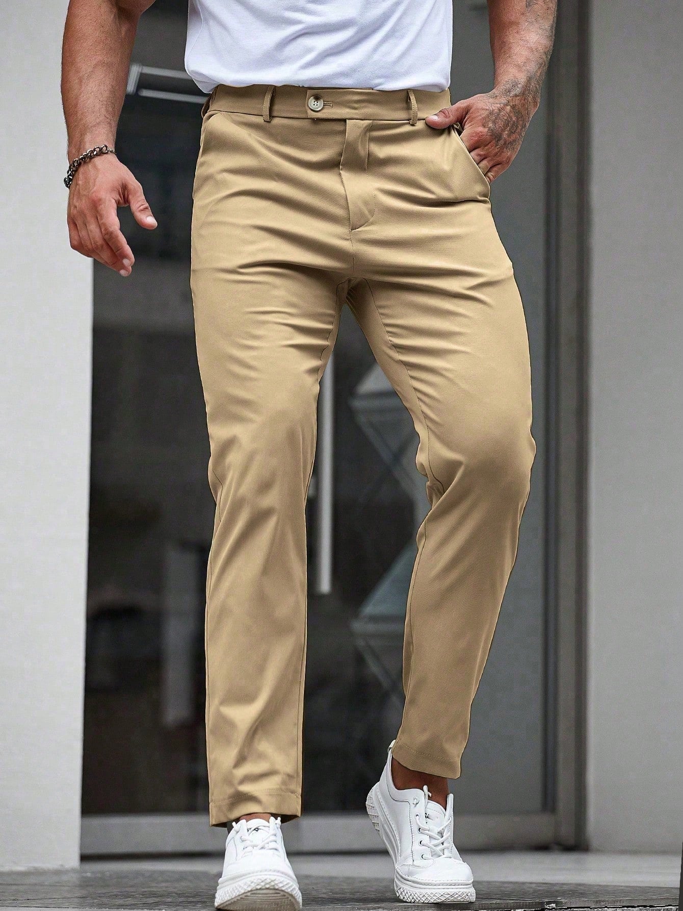 Manfinity Mode Solid Color Suit Pants