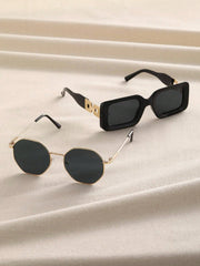 2pairs Women Metal Frame Fashion Glasses Shades For Summer Or Daily Life Party