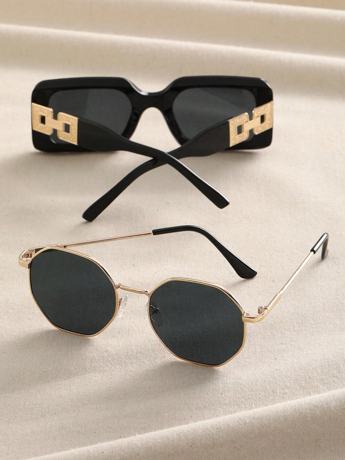 2pairs Women Metal Frame Fashion Glasses Shades For Summer Or Daily Life Party