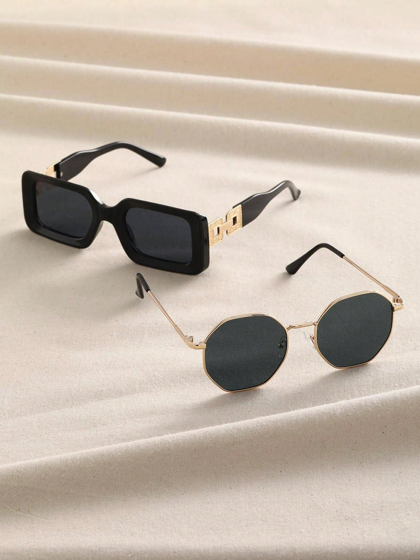 2pairs Women Metal Frame Fashion Glasses Shades For Summer Or Daily Life Party