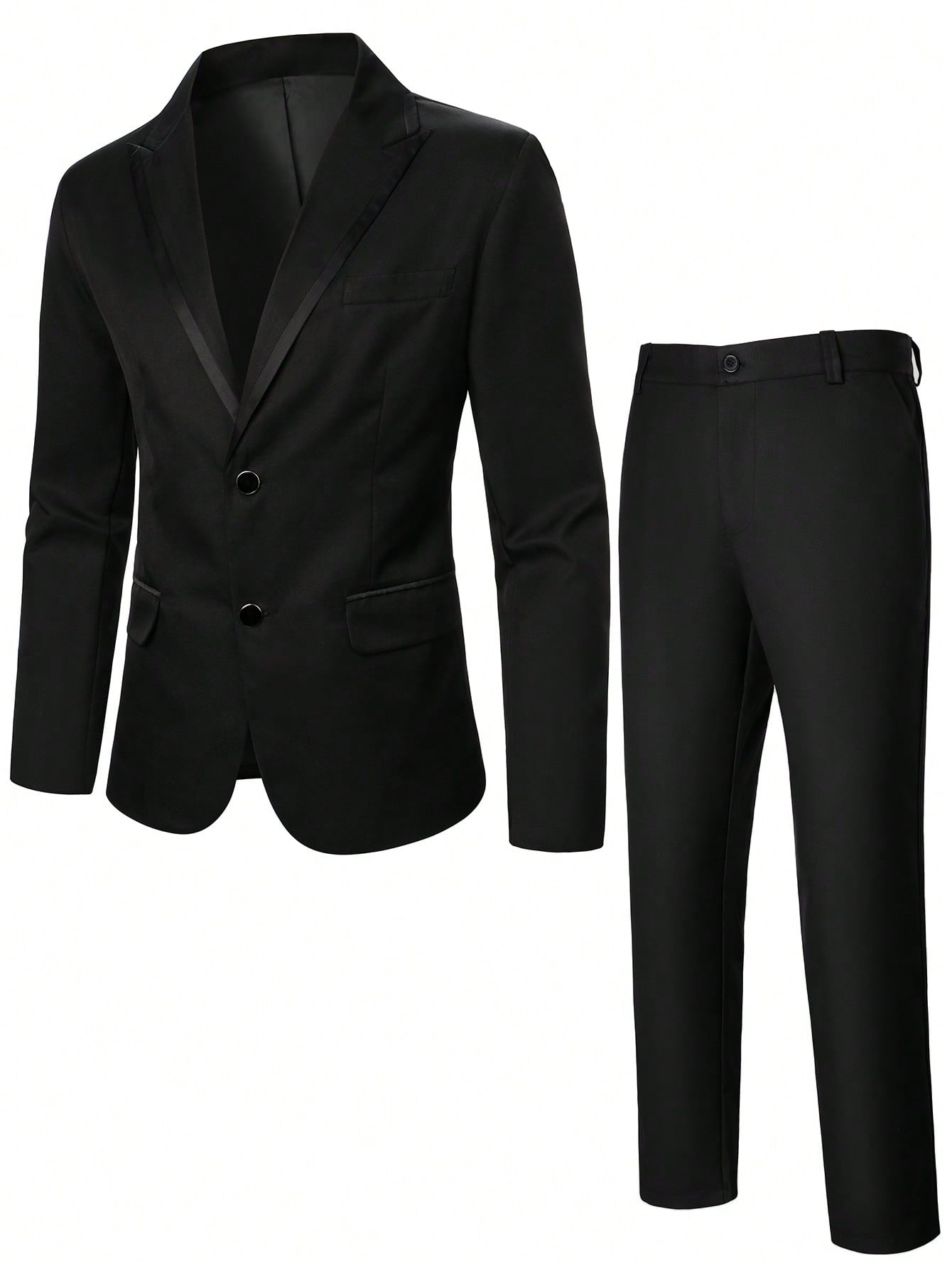 Manfinity Homme Men 1pc Contrast Trim Peak Lapel Blazer and 1pc Suit Pants Set