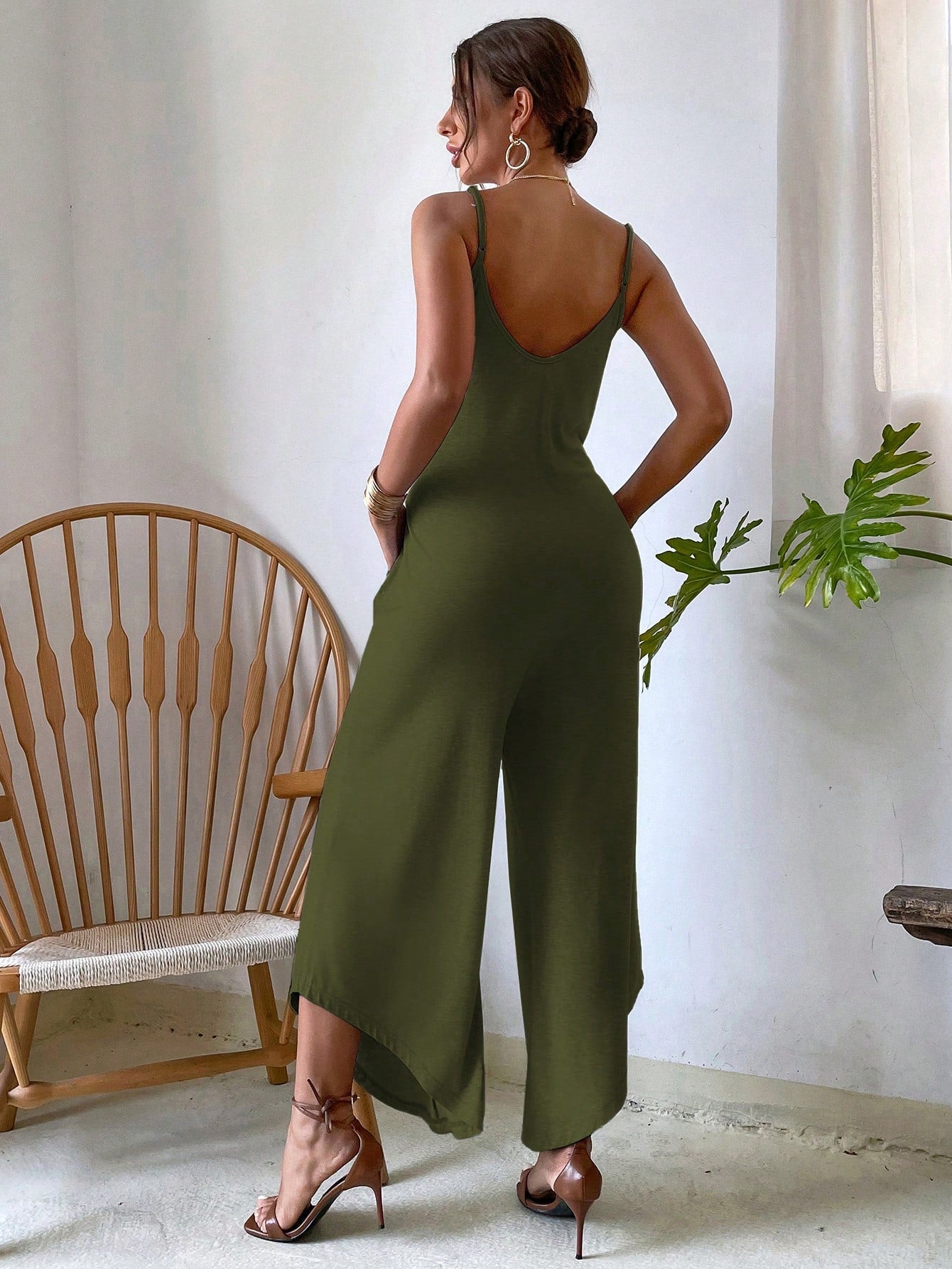 VCAY Solid Wide Leg Cami Jumpsuit