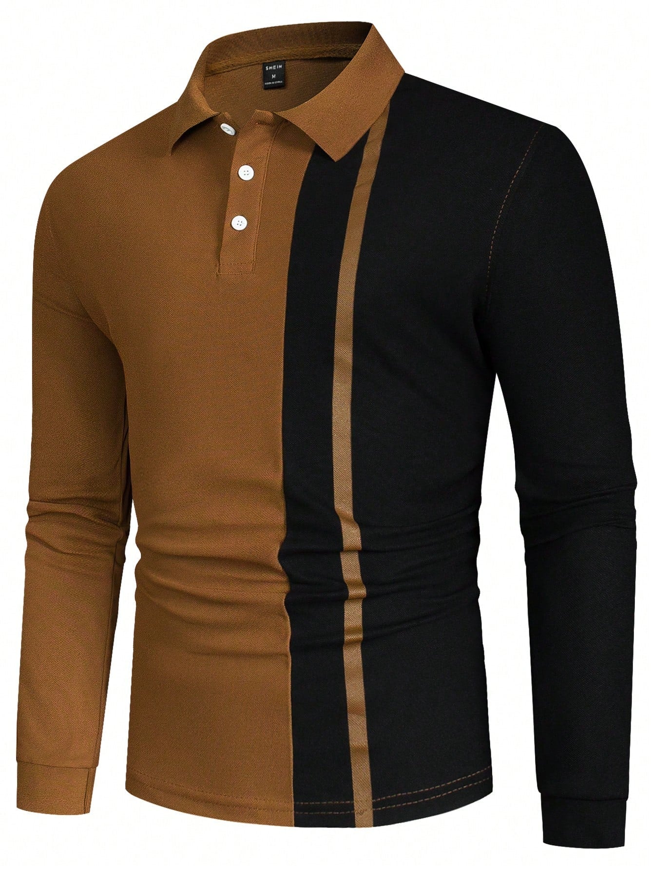 Manfinity Homme Men Two Tone Striped Print Polo Shirt