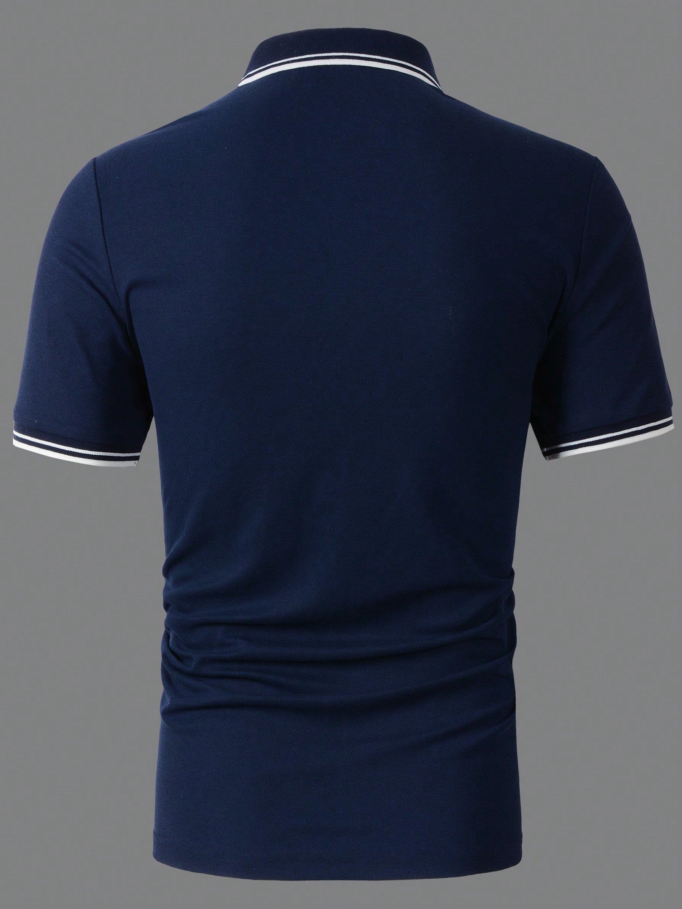 Manfinity Men's Navy Blue Colorblock Polo Shirt With Contrast Trim